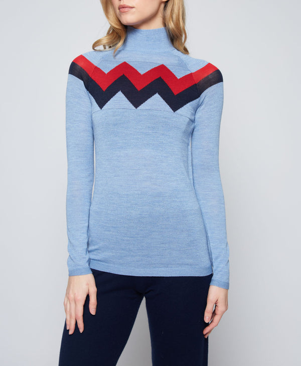 l'etoile CHEVRON MOCK NECK SWEATER Light Blue