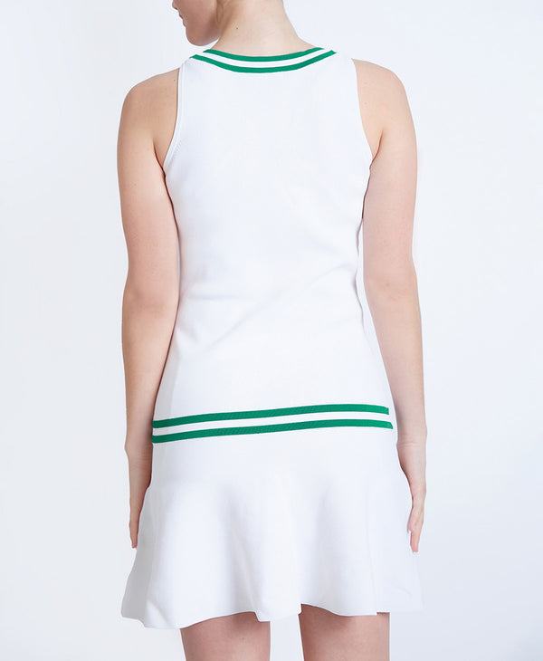 L'etoile DROP WAIST STRIPE KNIT DRESS White