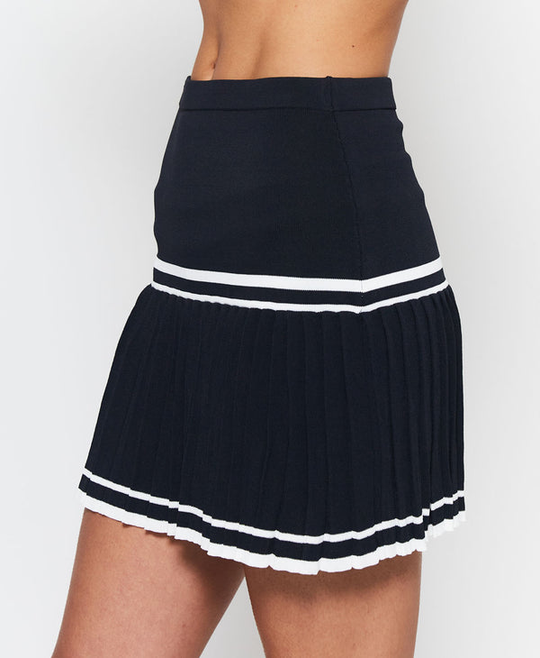L'etoile KNIFE PLEAT KNIT SKIRT Navy