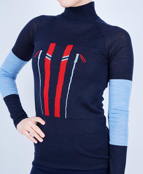 L'etoile MERINO MOCK NECK SWEATER Navy