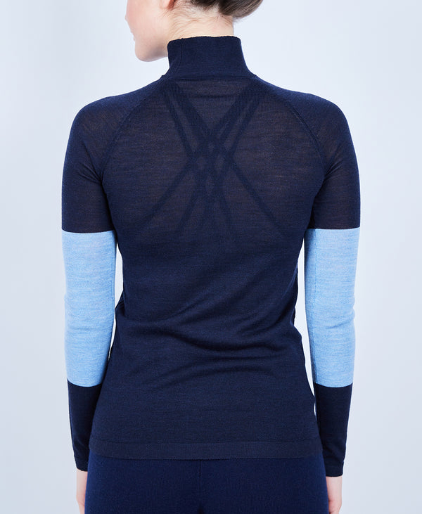 L'etoile MERINO MOCK NECK SWEATER Navy