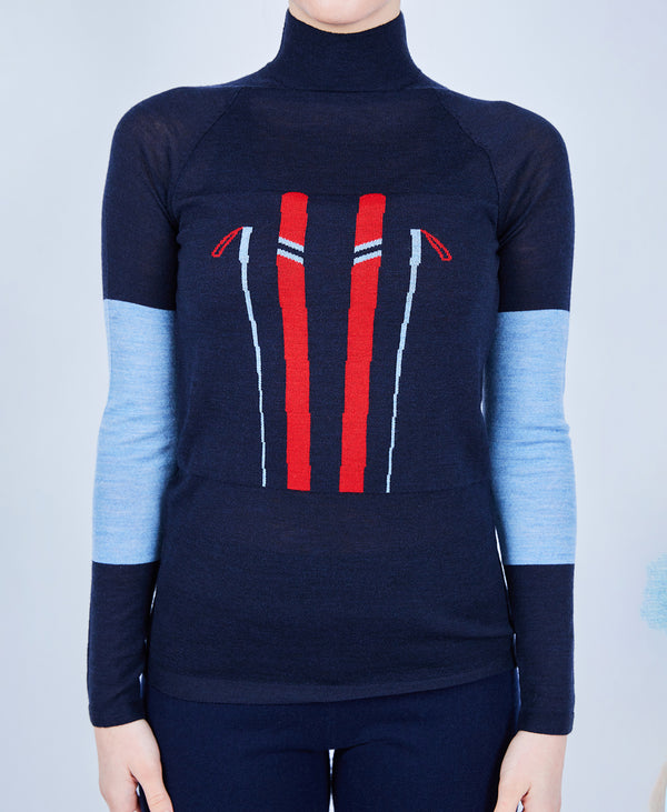 l'etoile MERINO MOCK NECK SWEATER Navy