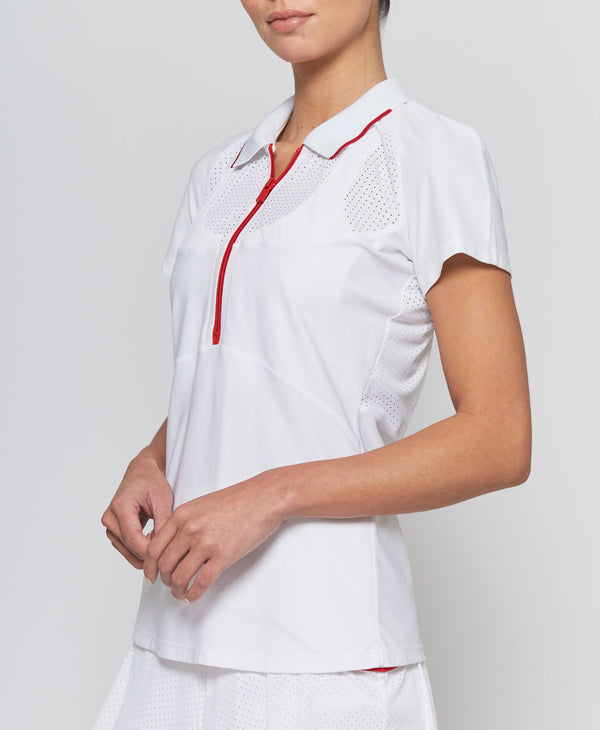 L'etoile MESH ZIP PERFORMANCE POLO White