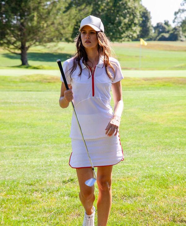 L'etoile MESH ZIP PERFORMANCE POLO White