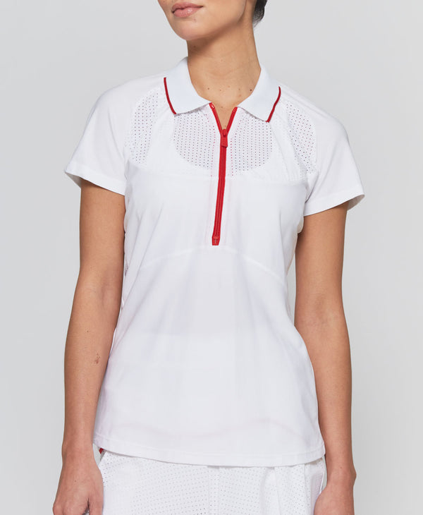 l'etoile MESH ZIP PERFORMANCE POLO White