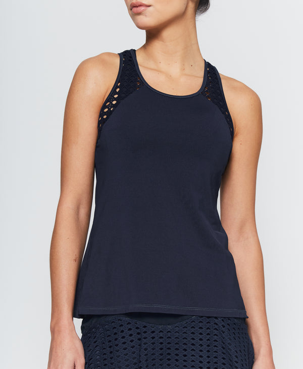 l'etoile POINTELLE TRIM TANK SHORT Navy