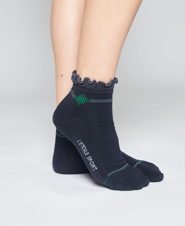 L'etoile RUFFLE TRIM CREW SOCKS Navy