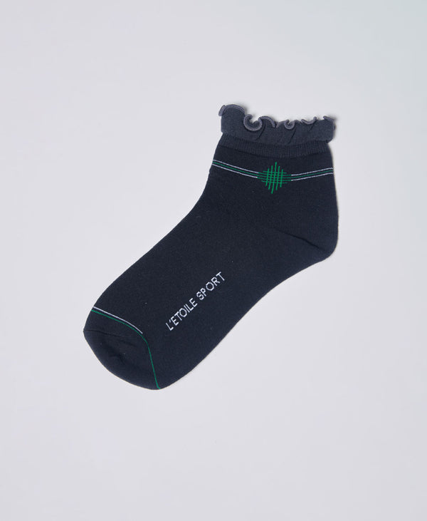 L'etoile RUFFLE TRIM CREW SOCKS Navy