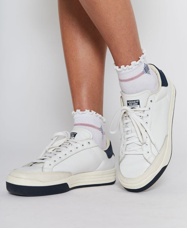L'etoile RUFFLE TRIM CREW SOCKS White