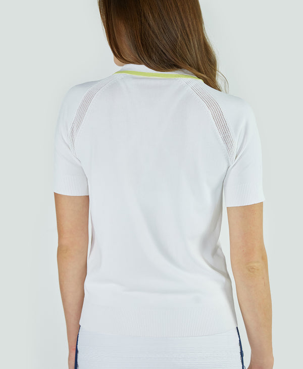 L'etoile ZIP FRONT KNIT POLO White
