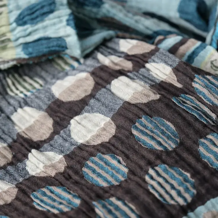 Létol Coline 1 Marron Turquoise - Létol Organic Cotton Scarf Made In France - Permanent Collection