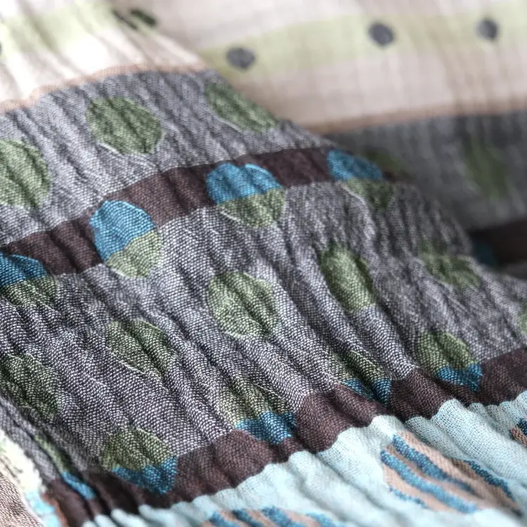Létol Coline 1 Marron Turquoise - Létol Organic Cotton Scarf Made In France - Permanent Collection