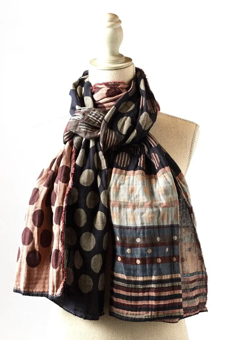 létol Coline 2 Marine Bordeau - Létol Organic Cotton Scarf Made in France - Best Seller