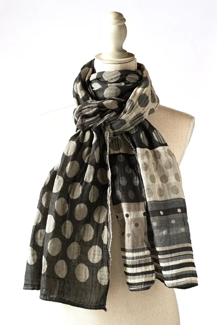 létol Coline 4 Noir Gris - Létol Organic Cotton Scarf Made in France - Best Seller