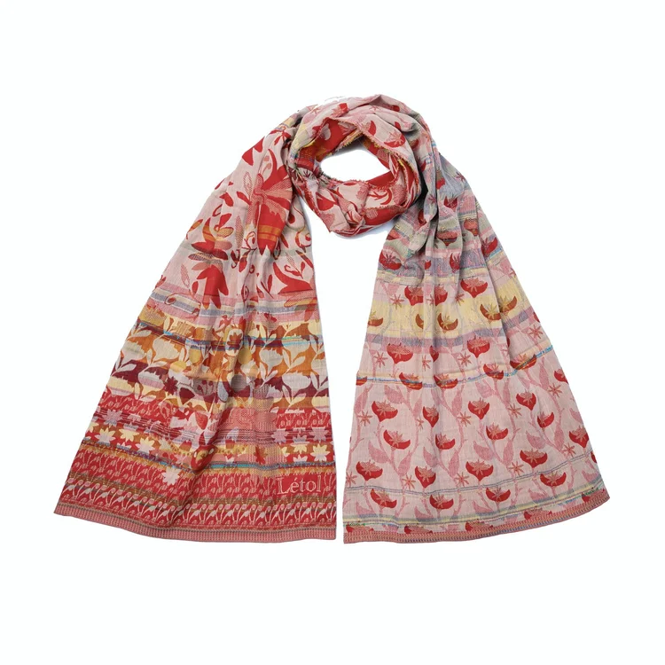 létol CRISTINA 202 ROUGE - Létol Organic Cotton Scarf - New Spring 2025 Collection