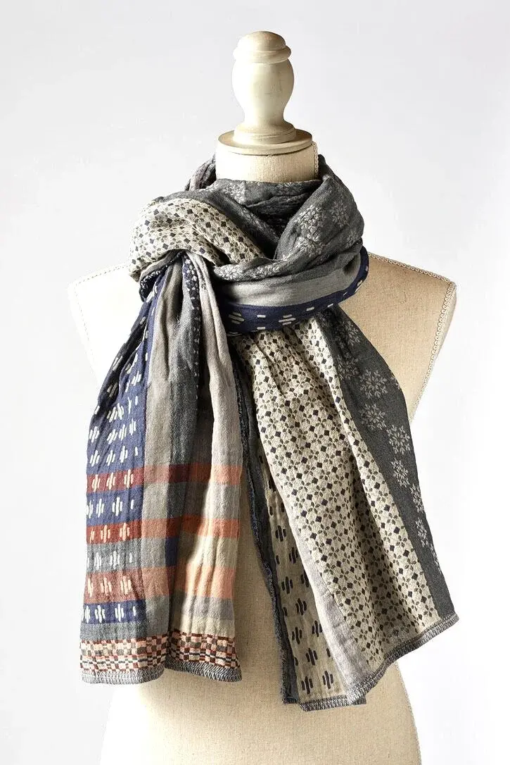 létol Daphne 3 Bleu - Létol Organic Cotton Scarf Made in France - Permanent collection