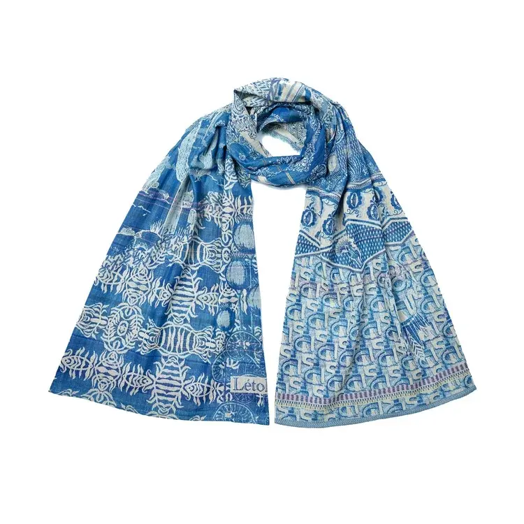 létol DIEGO 402 PACIFIQUE (Blue) - Létol Organic Cotton Scarf - New Spring 2025 Collection