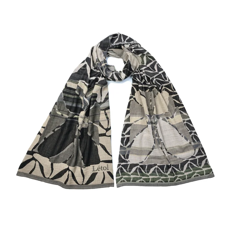 létol FLORINE 1 ONYX BLACK - Létol Organic Cotton Scarf - New Spring 2025 Collection