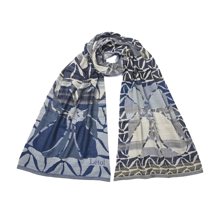 létol FLORINE 2 MARINE - Létol Organic Cotton Scarf - New Spring 2025 Collection