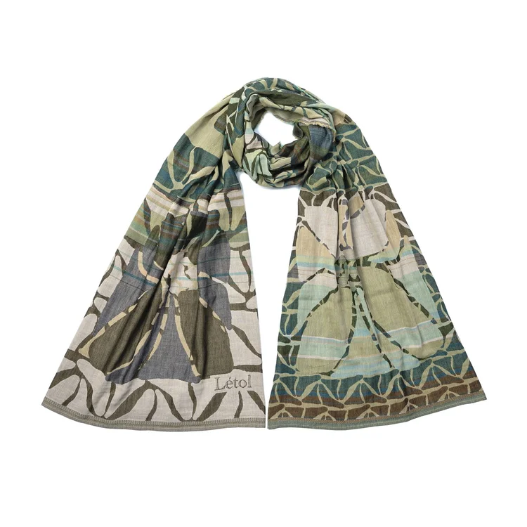 létol FLORINE 4 AVOCAT (Green) - Létol Organic Cotton Scarf - New Spring 2025 Collection