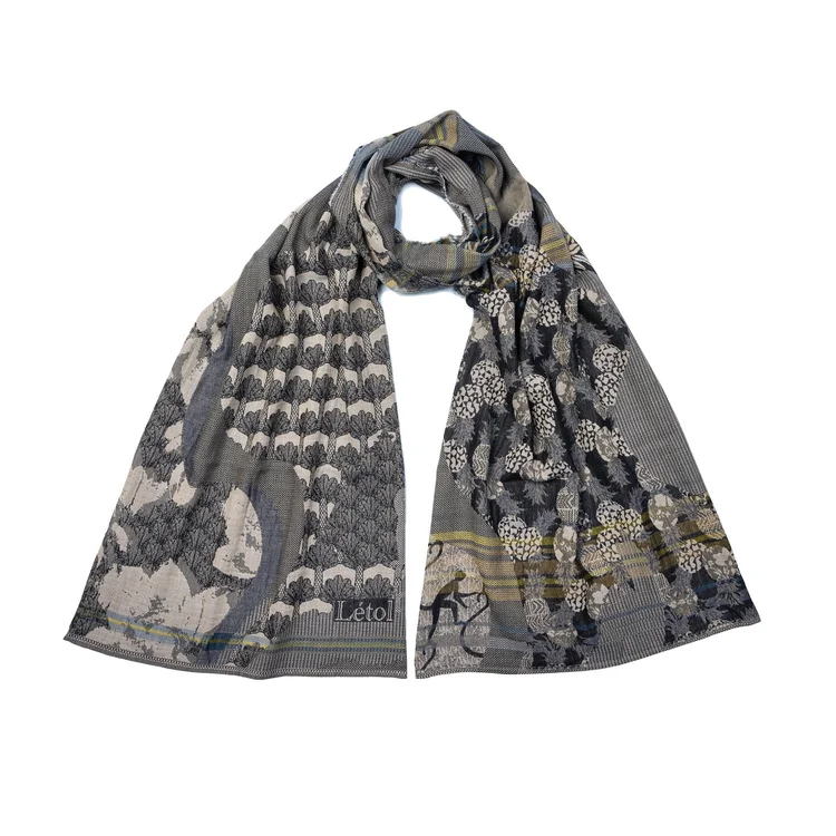 létol GABIN 1 MERLE (Black & Grey) - Létol Organic Cotton Scarf - New Spring 2025 Collection