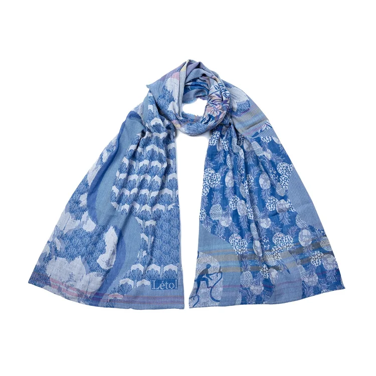 létol GABIN 401 INDIGO - Létol Organic Cotton Scarf - New Summer 2025 Collection