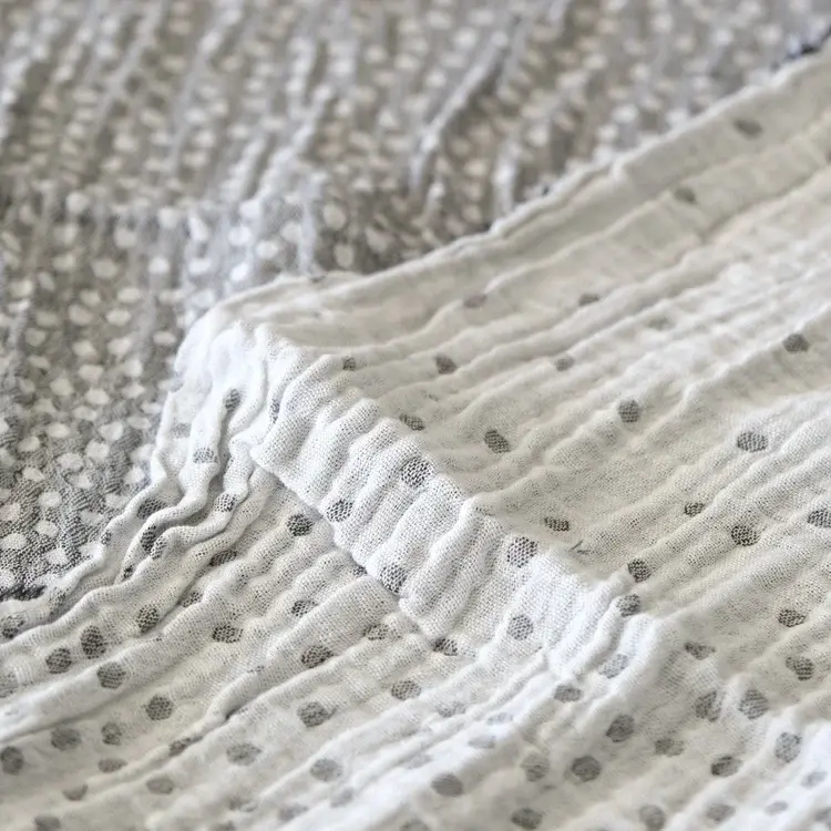 Létol Gabrielle 101 Blanc Gris Létol Organic Cotton Scarf Made In France - Permanent Collection