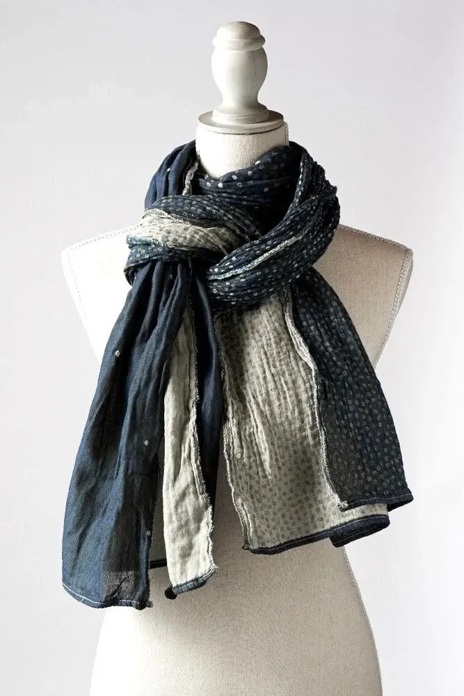 létol Gabrielle 8 Bleu (Blue) Létol Organic Cotton Scarf Made in France - Permanent collection