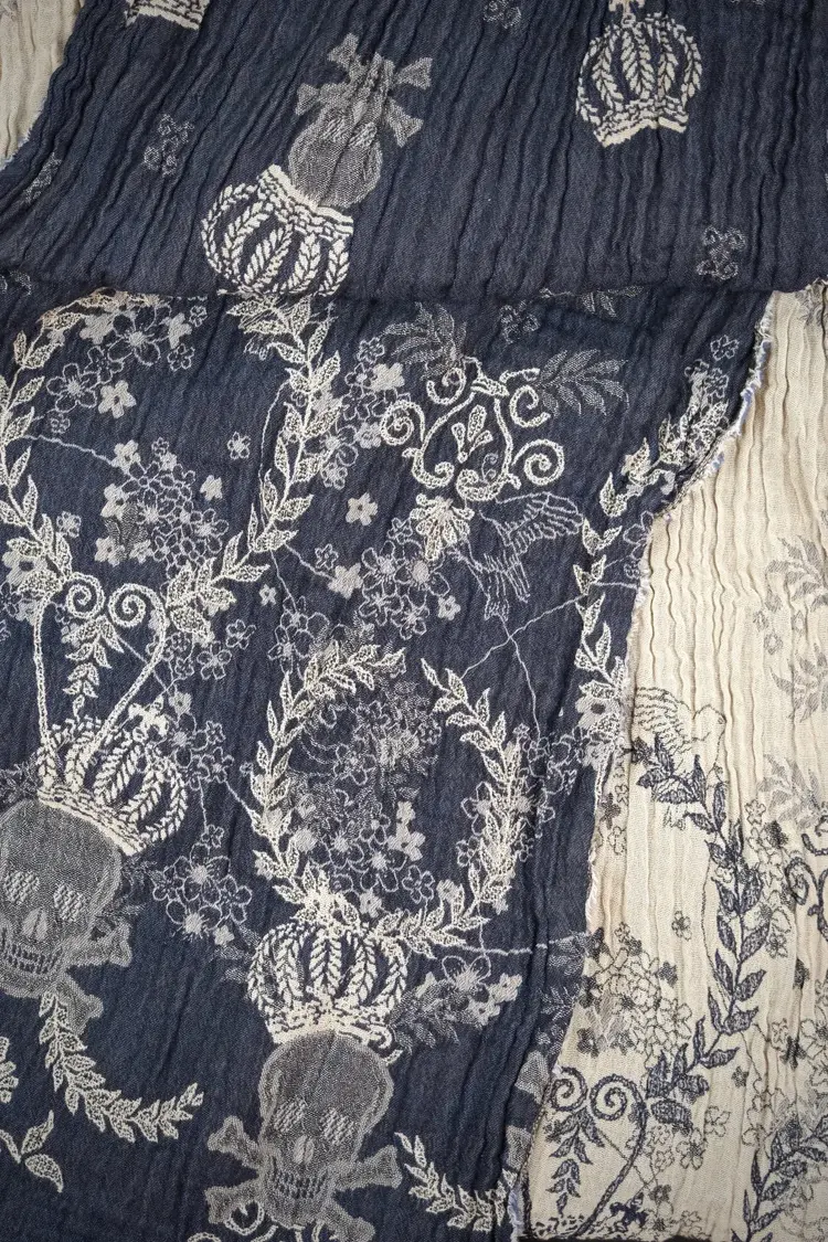 Létol Morticia 4 Bleu - Létol Organic Cotton Scarf Made In France - Permanent Collection