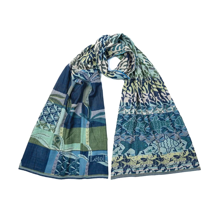 létol PASCAL 1 NAVY GREEN - Létol Organic Cotton Scarf - New Summer 2025 Collection