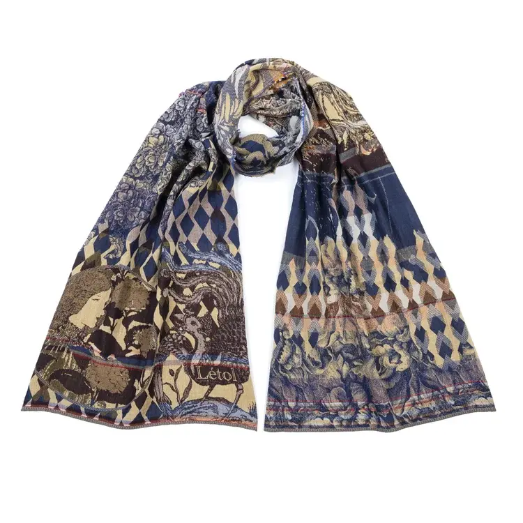 létol PHILIPPINE 4 BLEU CHOCO - Létol Organic Cotton Scarf - Made in France - Fall/Winter 2025 (Copy)