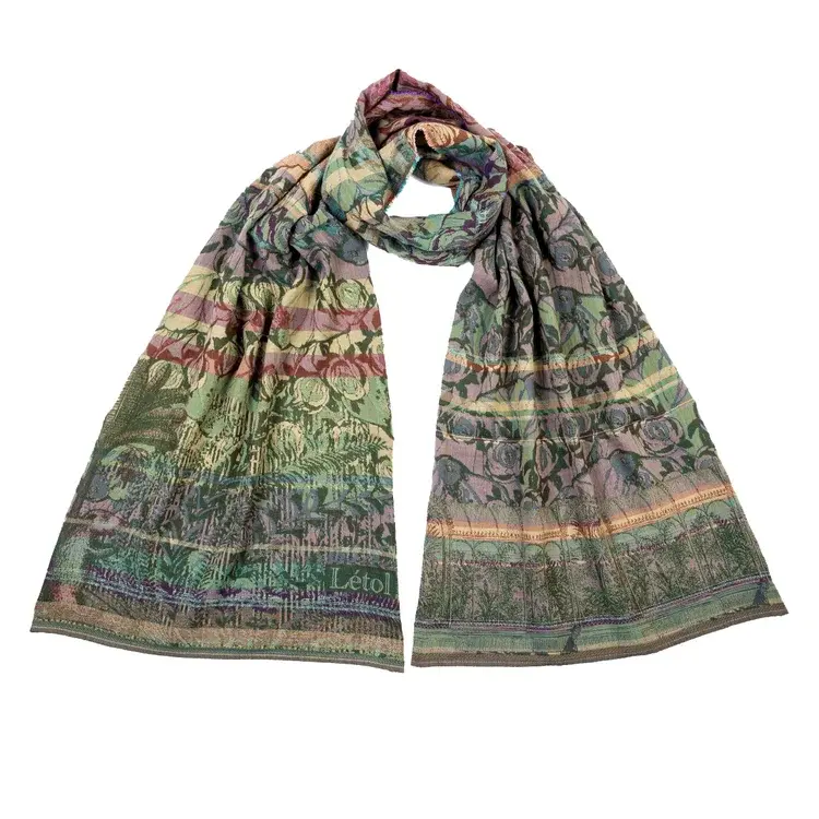 létol SERENA K01 EMERAUDE MAUVE - Létol Organic Cotton Scarf - Made in France - Fall/Winter 2025