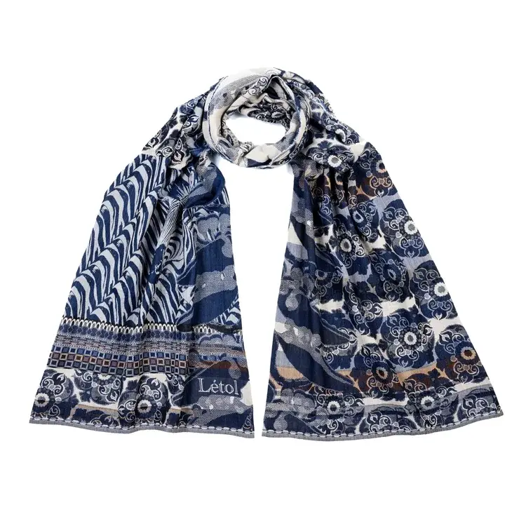 létol ZADIG 1 ENCRES BLUE - Létol Organic Cotton Scarf - Made in France - Fall/Winter 2025
