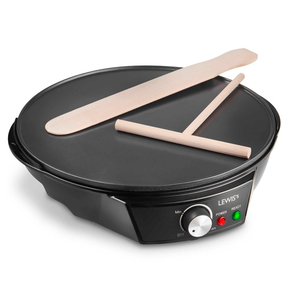 lewis's 1200W Electric Pancake & Crepe Maker - Adjustable Temperature & Utensils Included