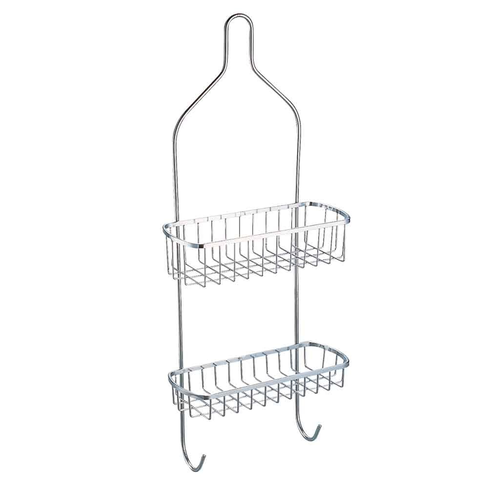 lewis's 2 Tier Chrome Shower Caddy Bathroom Storage Organiser Basket Tray Shelf Rack