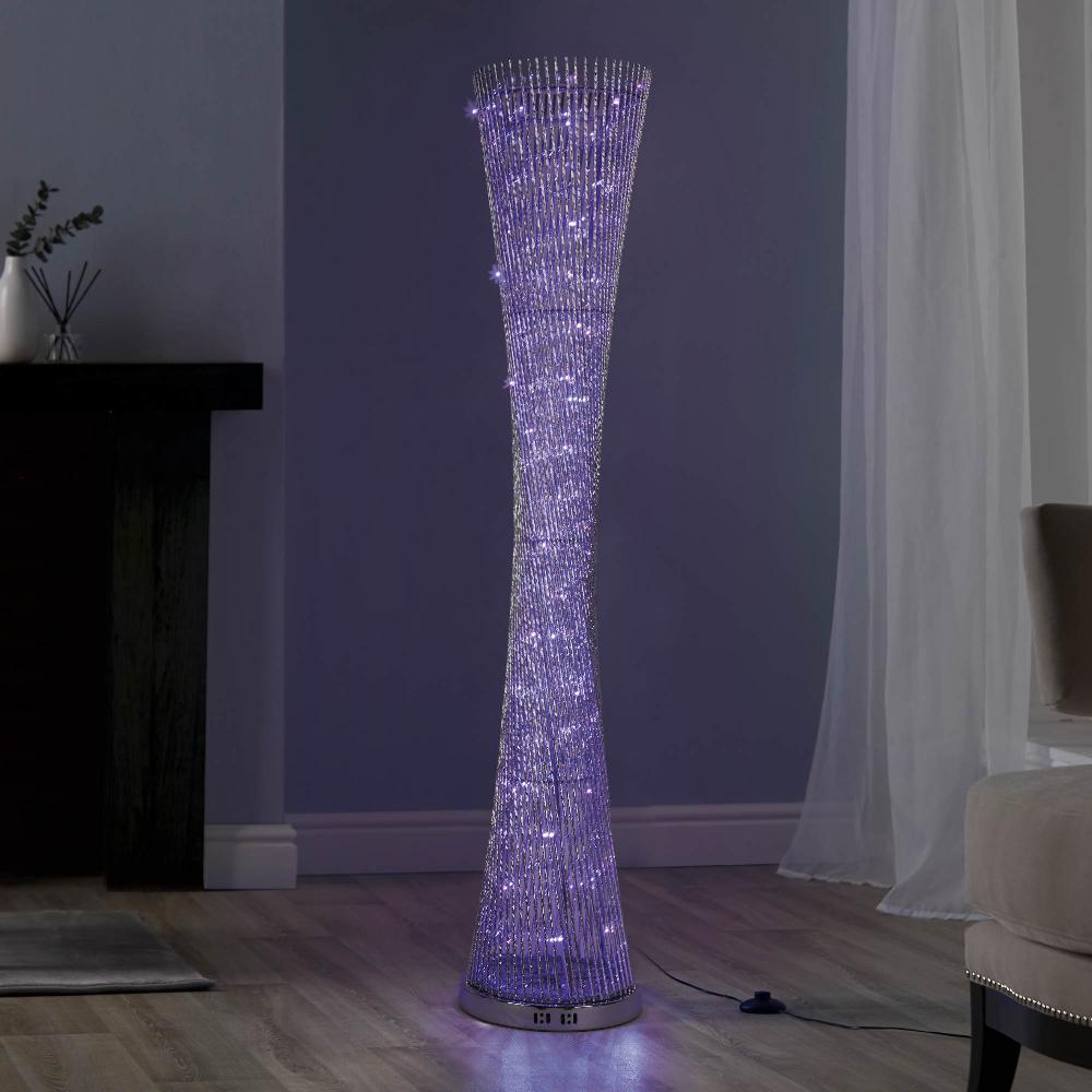 Lewis's Aluminium LED Spiral Standing Floor Lamp | 145cm X 30cm X 30cm 360 Degree Spiral Shadow Light (Colour Changing)