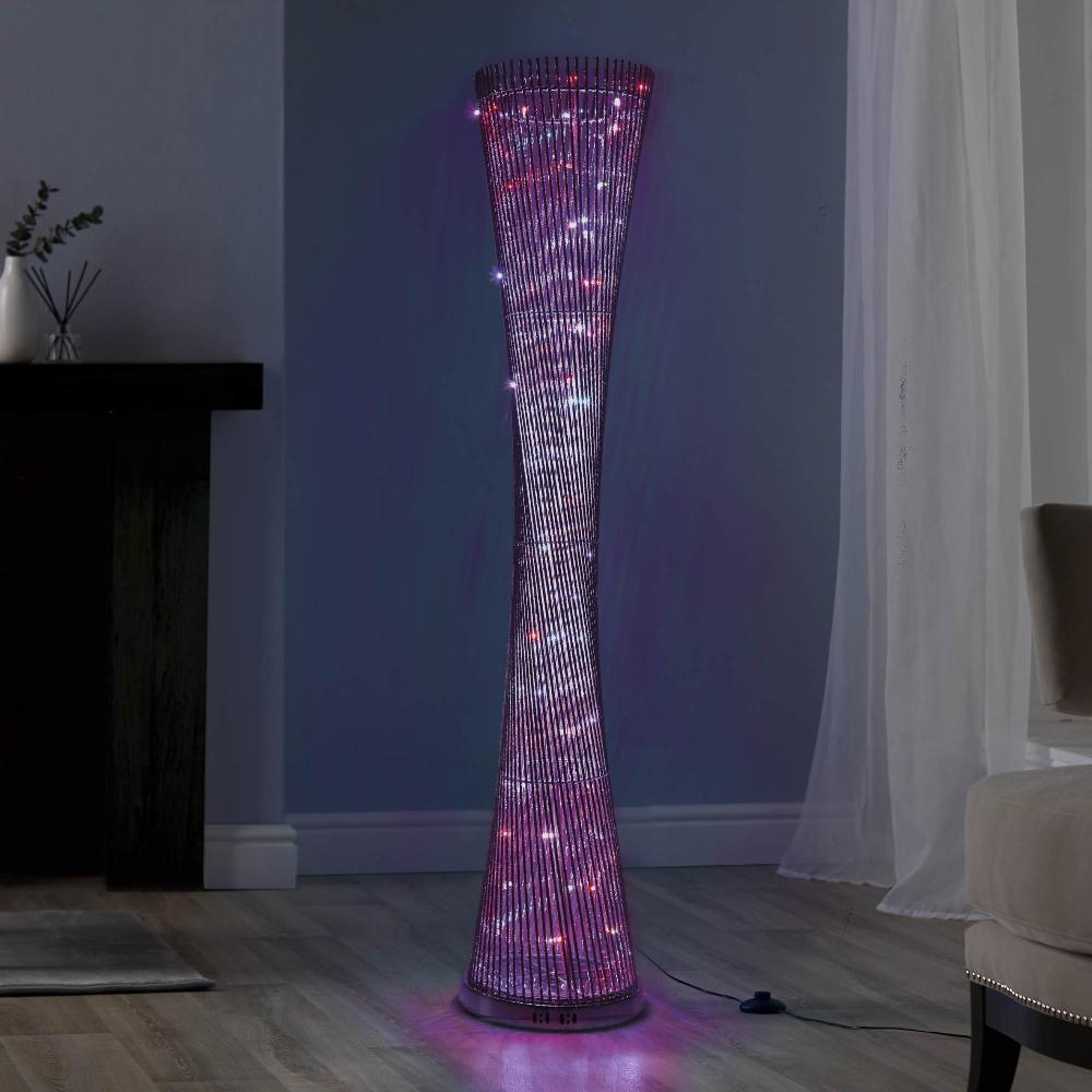 lewis's Aluminium LED Spiral Standing Floor Lamp | 145cm x 30cm x 30cm 360 Degree Spiral Shadow Light (Colour Changing)