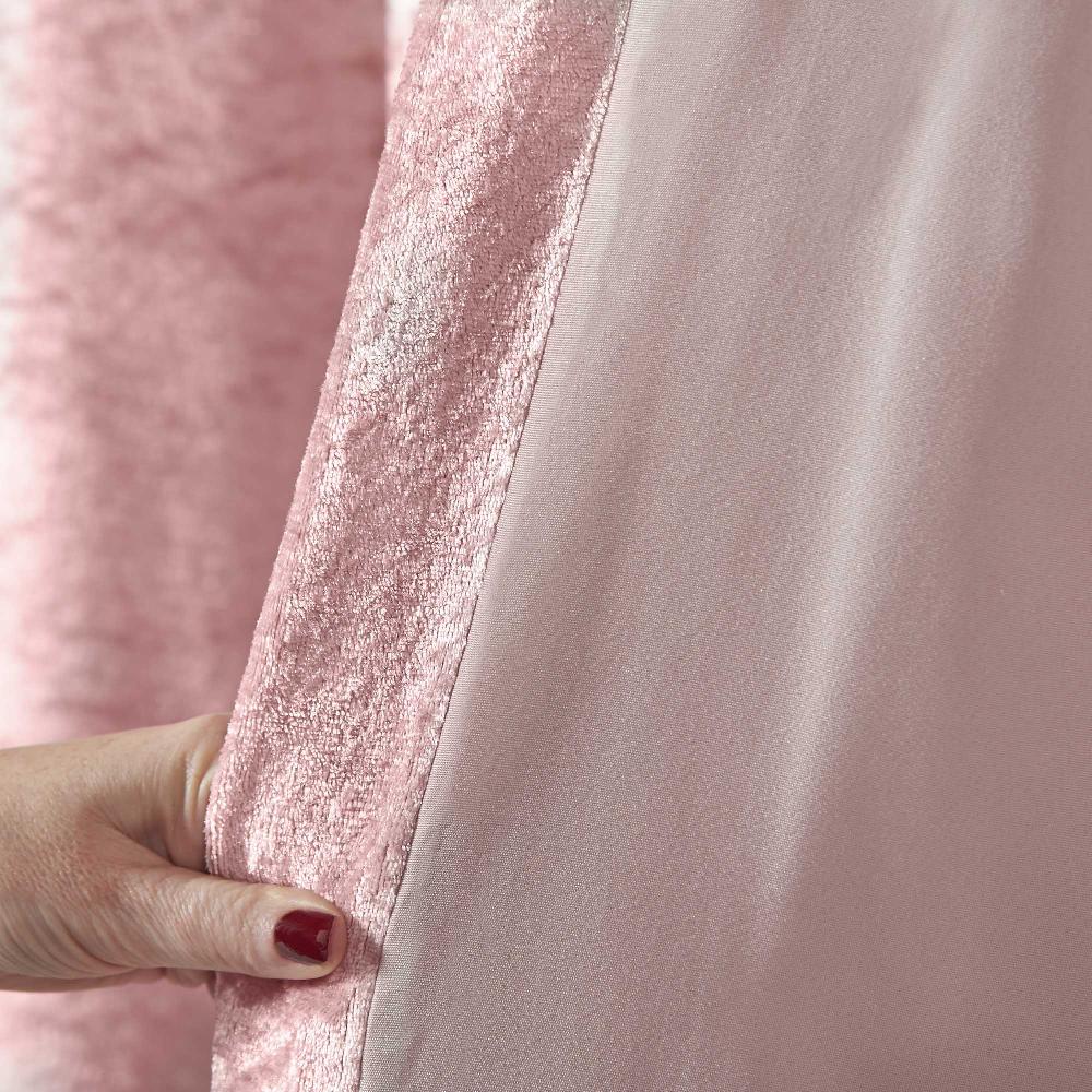 Lewis's Amelia Crushed Velvet Eyelet Curtains - Blush