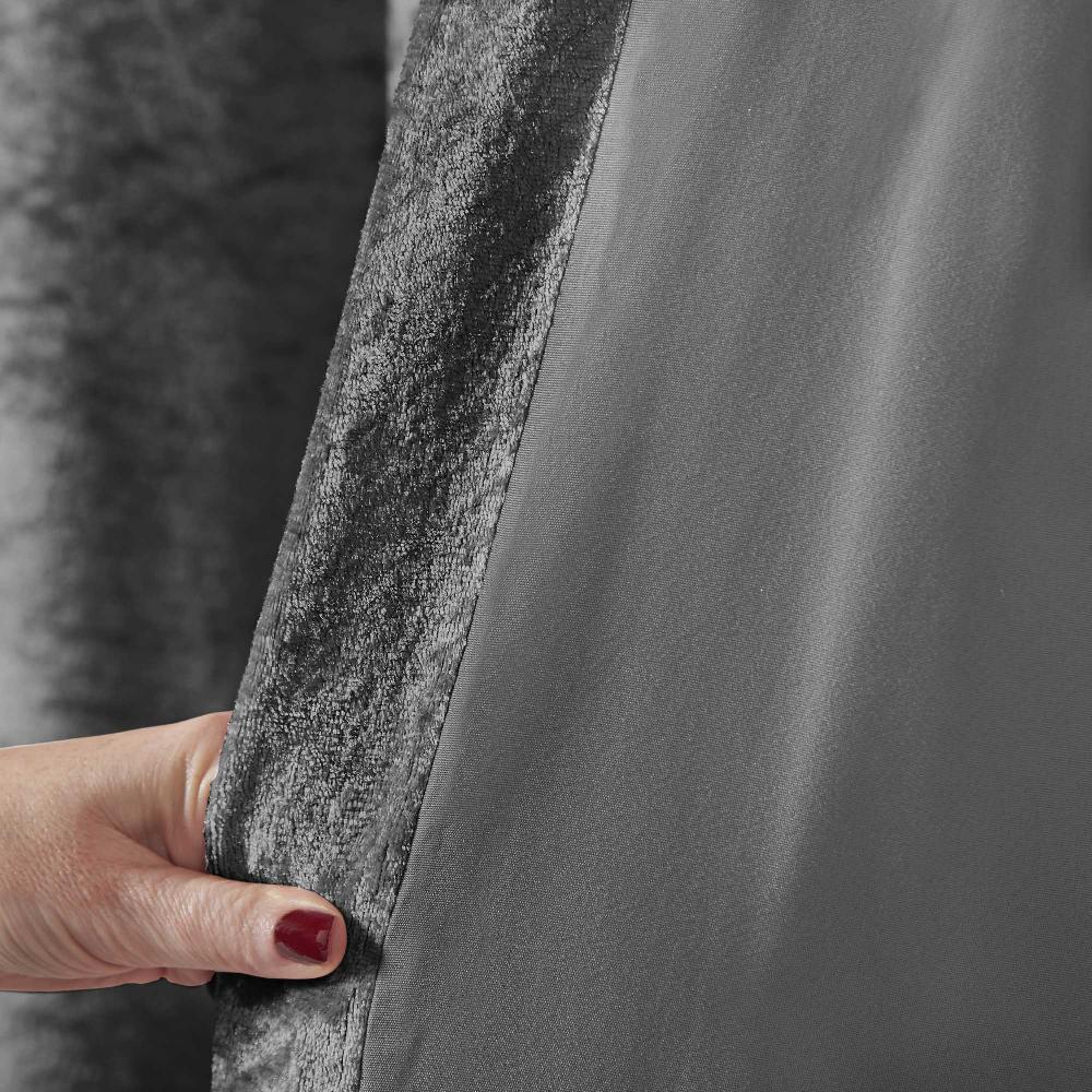 Lewis's Amelia Crushed Velvet Eyelet Curtains - Charcoal