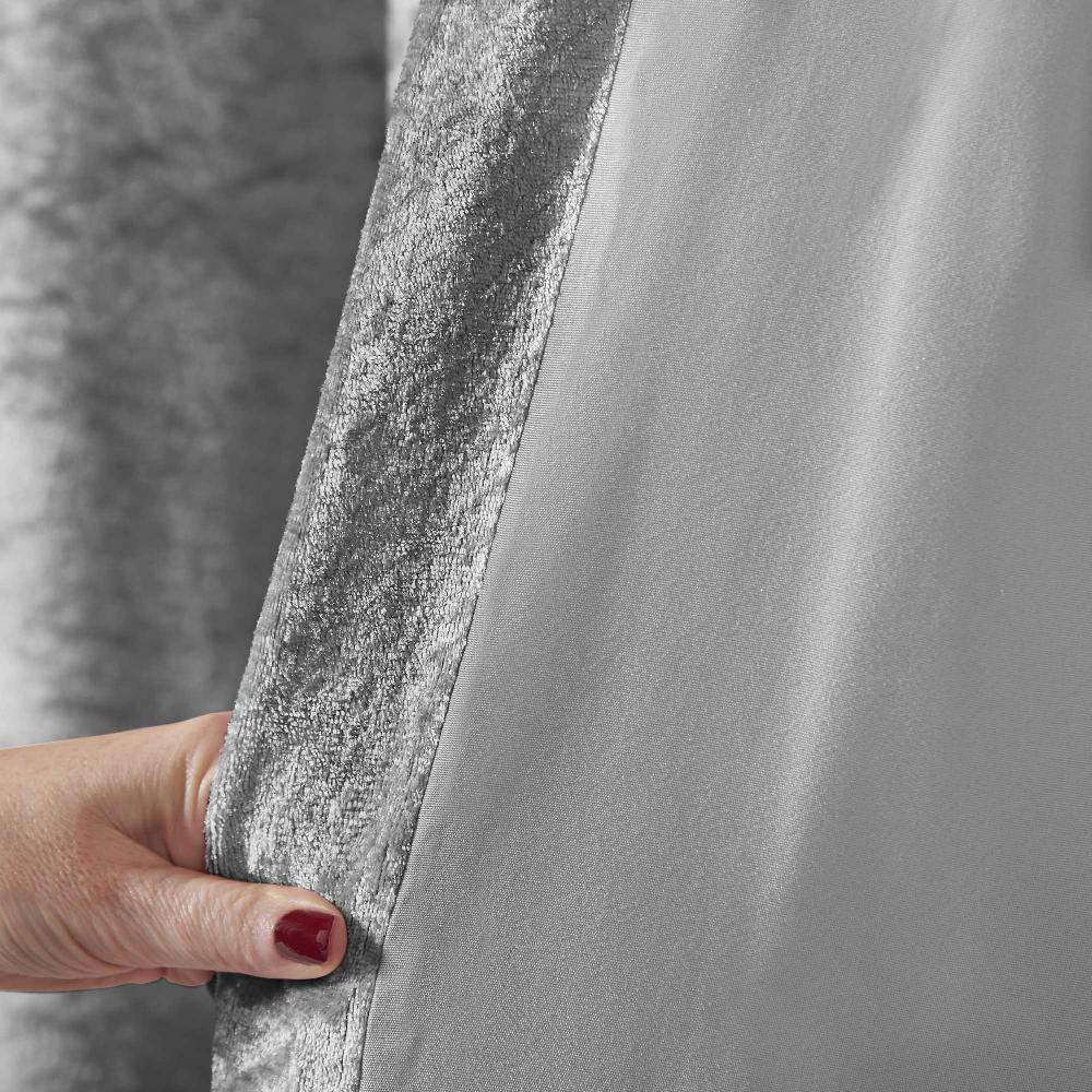Lewis's Amelia Crushed Velvet Eyelet Curtains - Silver