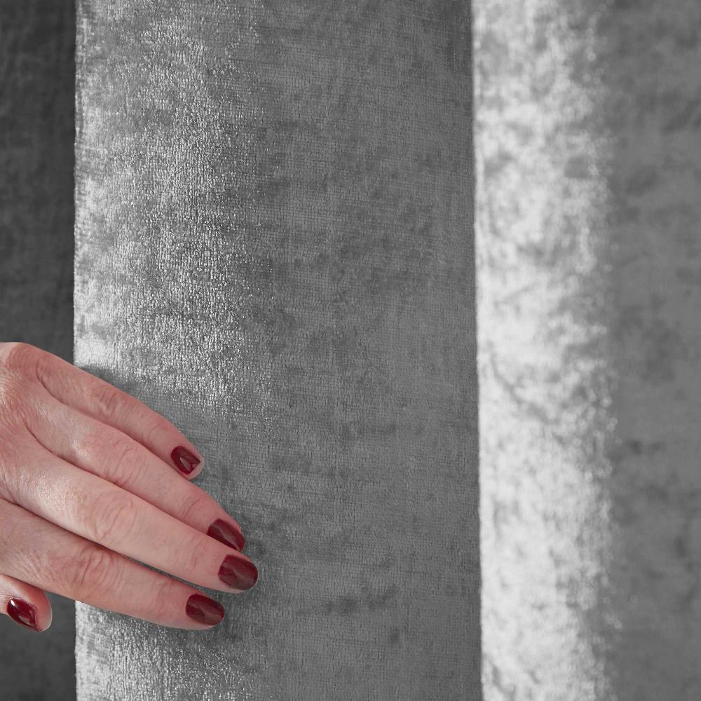 Lewis's Amelia Crushed Velvet Eyelet Curtains - Silver