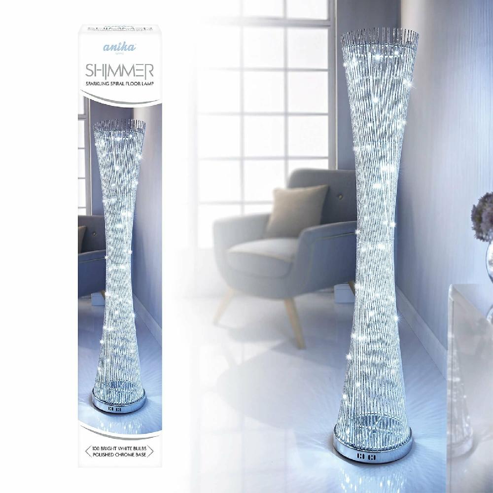 Lewis's Anika 145cm Aluminium Metal Bright White LED Spiral Lounge Floor Light Lamp