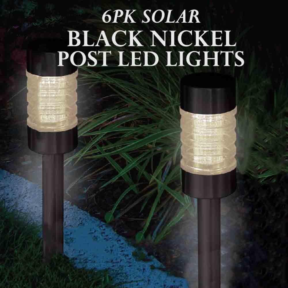 lewis's Black Nickel Solar LED Post Lights for Outdoor Use | Solar Lights Outdoor Garden Outdoor Lighting Path Lights [Pack of 6]