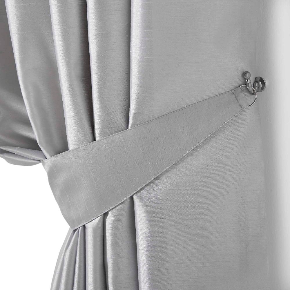 Lewis's Cannes Faux Silk Pintuck Embellished Eyelet Curtains - Silver
