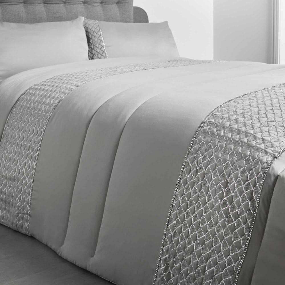 Lewis's Charlotte Sequin Panel Luxury Duvet Set - Silver