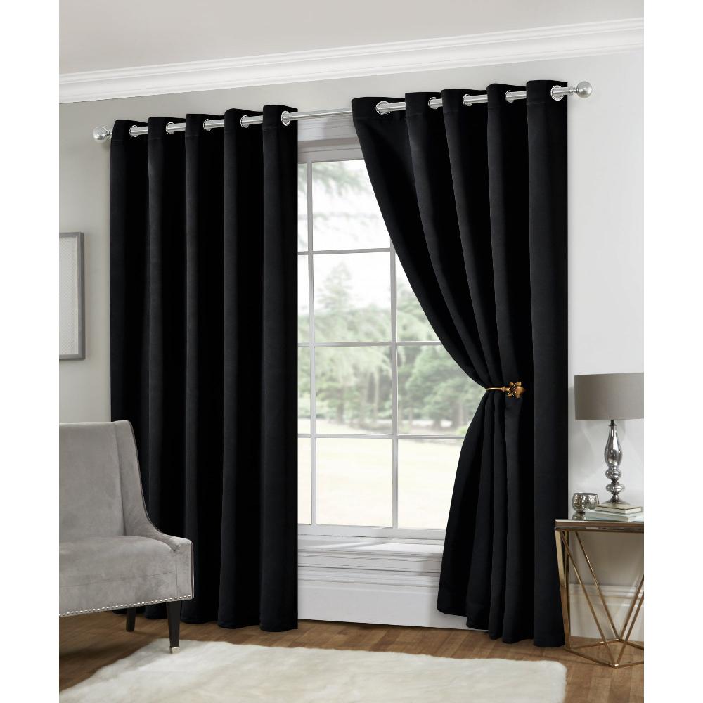 lewis's Eclipse Soft Touch Blockout Eyelet Curtains - Black