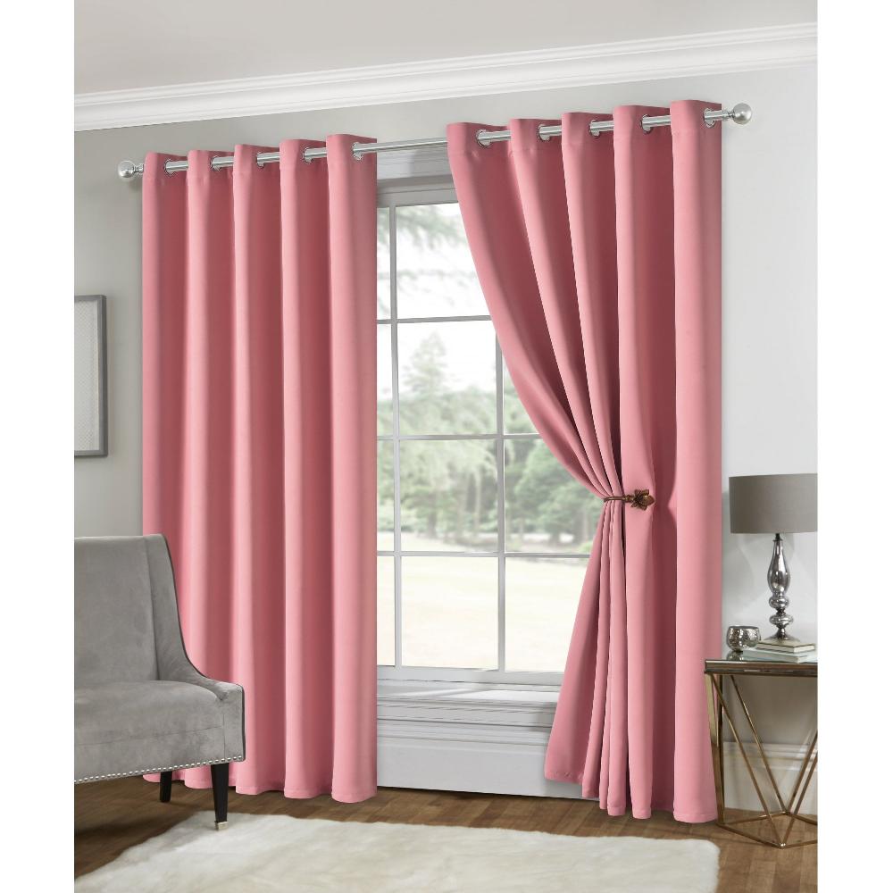 lewis's Eclipse Soft Touch Blockout Eyelet Curtains - Blush