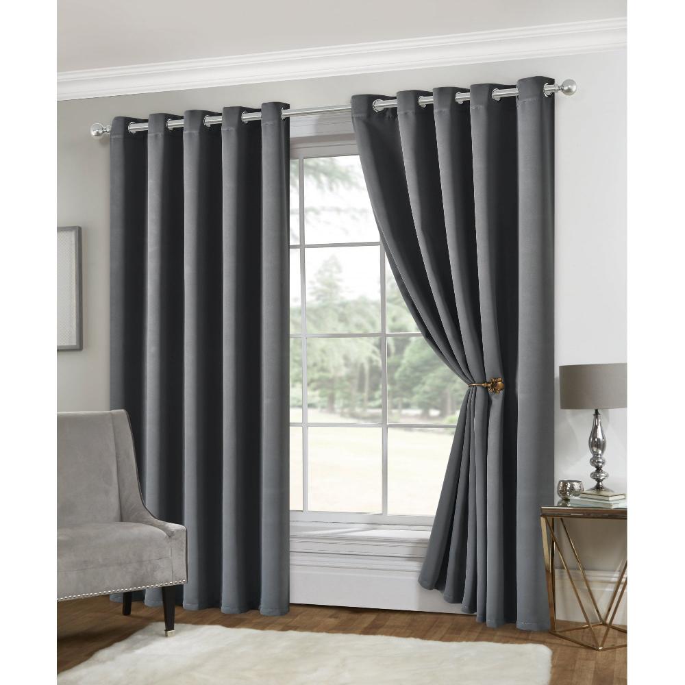 lewis's Eclipse Soft Touch Blockout Eyelet Curtains - Grey