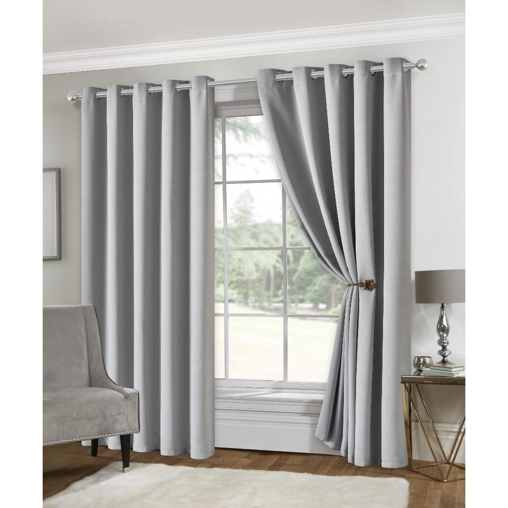 lewis's Eclipse Soft Touch Blockout Eyelet Curtains - Silver