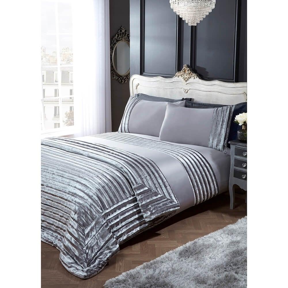 lewis's Krista Faux Fur Detail Duvet Cover Set - Silver